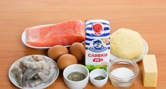 Киш с креветками и красной рыбой Киш с креветками и красной рыбой