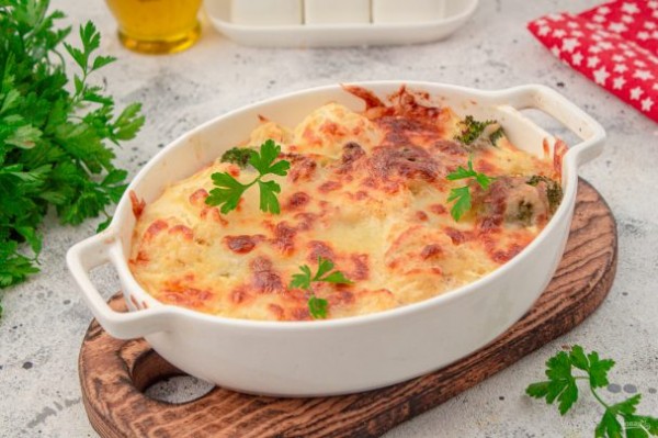 Запеканка из брокколи и цветной капусты с сыром Запеканка