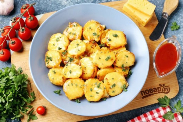 Жареная отварная картошка с сыром Картошка с сыром