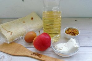 Конвертики из лаваша с яблоками, изюмом и творогом Конвертики из лаваша с яблоками, изюмом и творогом