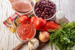 Лобио с курицей и красной фасолью Лобио с курицей и красной фасолью